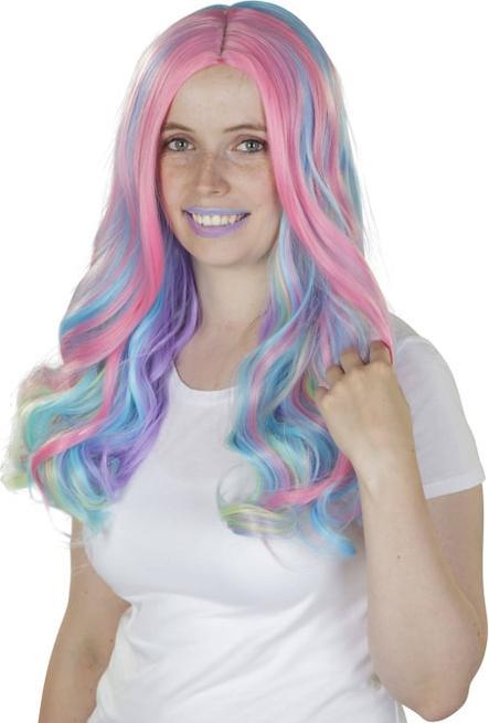 Actual product image MICA Festival Long hair wig for adults - pastel rainbow