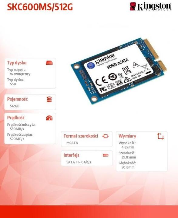 Productafbeelding Kingston KC600 (512 GB, mSATA)
