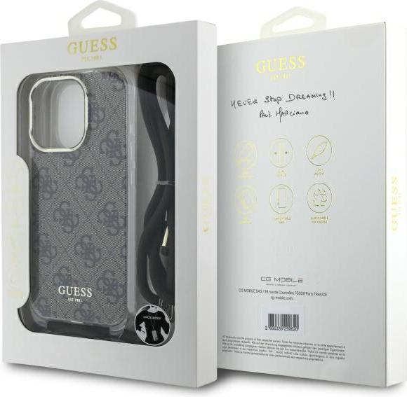 Image du produit Guess GUHCP16LHC4SEW iPhone 16 Pro 6.3" brązowy/brown hardcase Crossbody Cord 4G Print