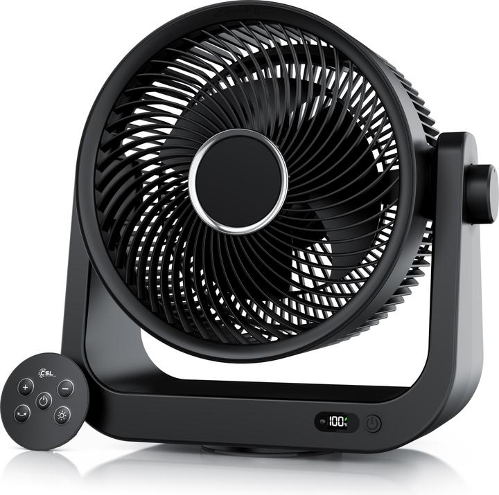 CSL Akku Tischventilator, USB Mini Desk Fan, Schreibtischventilator, sehr leise, Fernbedienung, Timer (51 dB)