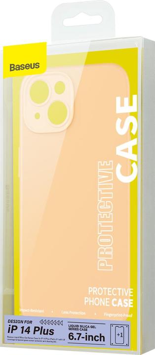 Actual product image Baseus Liquid Silica Gel Case for iPhone 14 Plus (sunglow)+ tempered glass + cleaning kit (Apple iPhone 14 Plus)