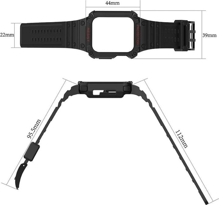 Produktbild Hurtel Protect Strap Band Case Wristband for Apple Watch 7 / 6 / 5 / 4 / 3 / 2 / SE (45 / 44 / 42mm) Case A (Kunststoff, TPU)