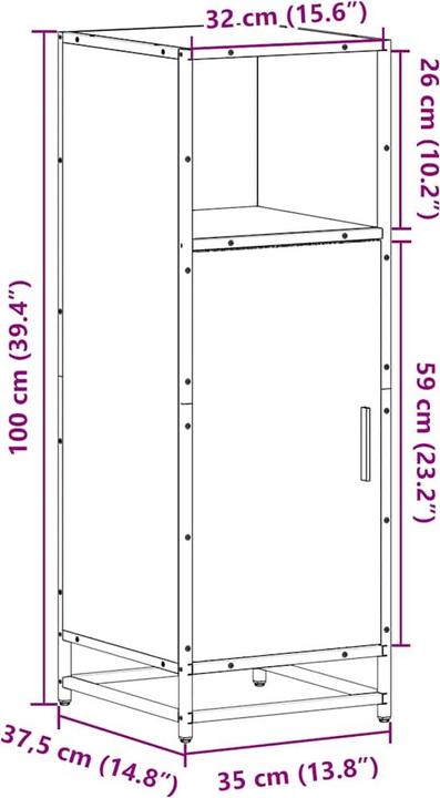 Produktbild VidaXL Badschrank Grau Sonoma 35x37,5x100 cm Holzwerkstoff