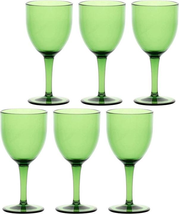 Rose Tulipani ROSE&TULIPANI FIABA Set of 6 Acrylic Wine Glasses 400 ml Green (40 cl, 6 Glasses, Wine glasses set)
