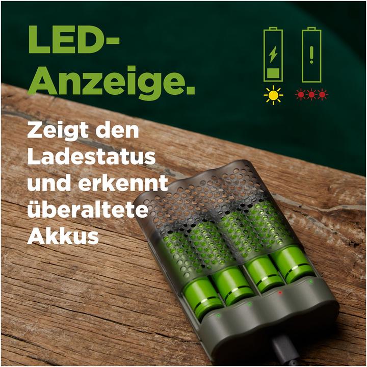 Actual product image GP Batteries ReCyko M451/270 4-Port USB Ladegerät inkl.4xAA NiMh 2600mAh (5 pcs., AA, 2600 mAh, Rechargeable battery)