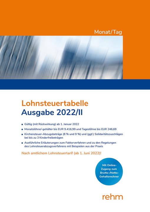 Actual product image Lohnsteuertabelle Monat/Tag 2022/II (German, 2022)