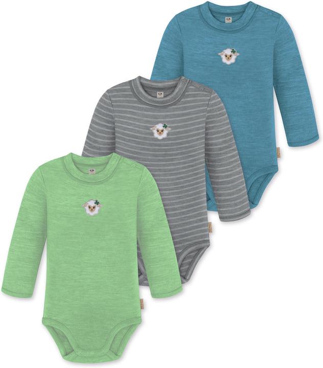 Normani 3er Pack Baby Merino Langarmbody „Tuai" - 9403
