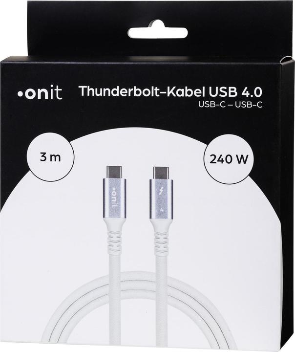 Image du produit Onit Thunderbolt 4-Kabel USB C - USB C 3 m, Weiss (3 m, USB 4.0)