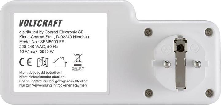 Image du produit Voltcraft SEM5000 FR Appareil de mesure des coûts énergétiques Prévision des coûts, fonction d'alarme, tarif