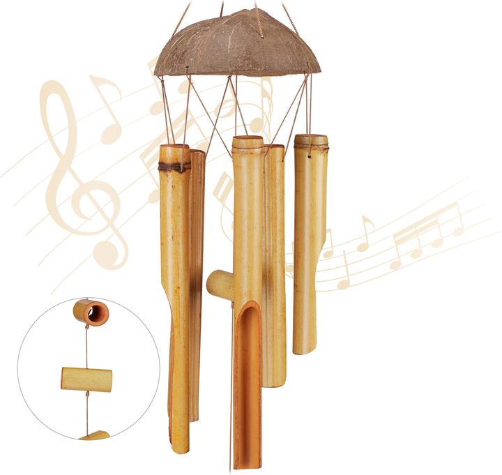 Actual product image Relaxdays Natural Wind Chimes, Bamboo Mobile