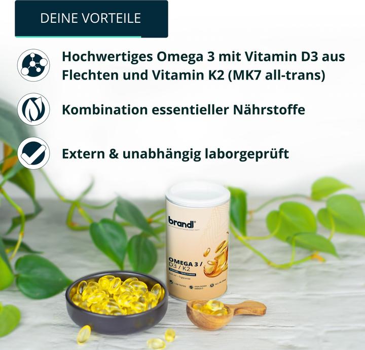 Actual product image Brandl Omega 3 + D3 K2 (1 Piece, Capsules, 180 g)