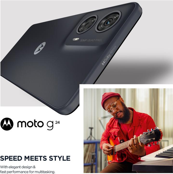 Produktbild Motorola moto g24 (128 GB, Matte Charcoal, 6.56", Dual SIM, 50 Mpx, 4G)
