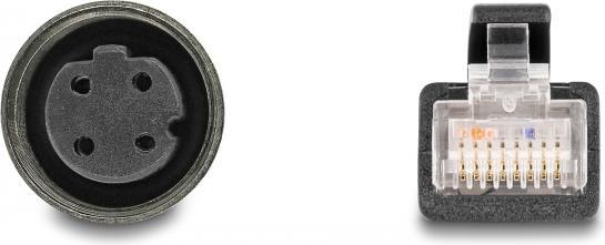Image du produit Delock Câble adaptateur M12 D-codé 4 broches femelle vers RJ45 mâle 50 cm (S/FTP, CAT5e, 0.50 m)