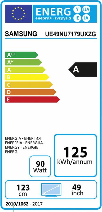 Etichetta energetica Samsung UE49NU7179UXZG (49", LCD, UHD)