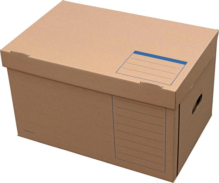 Produktbild Elba Archiv-Container tric System, mit Deckel, naturbraun aus stabiler Wellpappe, mit Klappdeckel und Arc (A4)