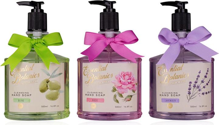 Accentra Handseife ESSENTIAL BOTANICS - CLASSICS in Pumpspender, 500ml, 3 Motive/Düfte sortiert: Lavendel/Oli (Flüssigseife, 500 ml)