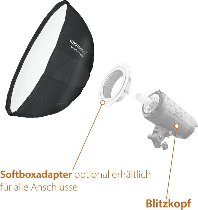 Immagine prodotto Walimex pro pro Studio Line Beauty Dish QA85 + adattatore Softbox Aurora/Bowens (Beauty Dish, 85 cm)