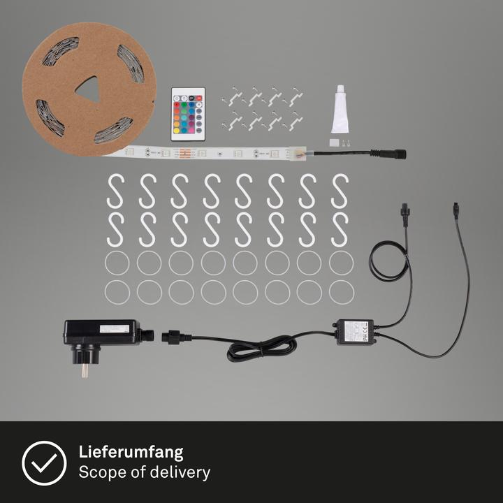 Immagine prodotto Briloner Flexband RGB-LED, 280xRGB-LED/0,11W, IP44 per esterni, 10m (1000 cm, Interno)