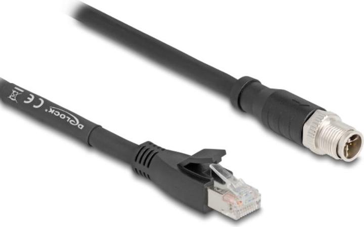 Actual product image Delock M12 cable X-coded 8 pin plug to RJ45 plug Cat (S/FTP, CAT5e, 3 m)