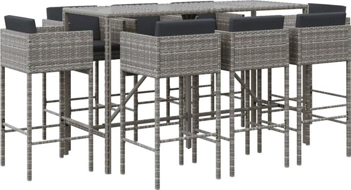 Immagine prodotto VidaXL Set bar da giardino 7 pezzi con cuscini in Poly Rattan marrone (48 cm)