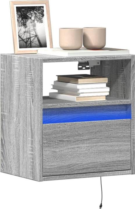 Actual product image VidaXL TV cabinet Wall unit Lowboard Hanging with LED lighting Grey Sonoma