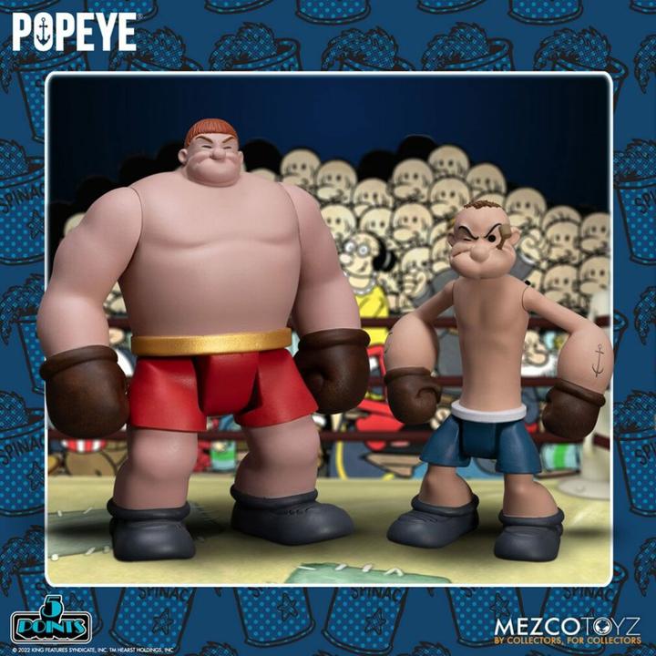 Actual product image Mezco Toys Popeye figurines 5 Points Deluxe Set Popeye & Oxheart 9 cm