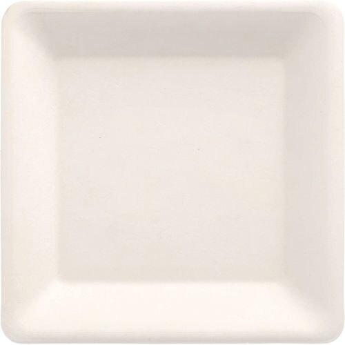 Actual product image Papstar 50 plates, sugar cane "pure" square 15.5 cm x 15.5 cm white (50 x)