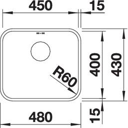 Image du produit Blanco Supra 450-U (Evier sous plan, 43 cm, 48 cm)