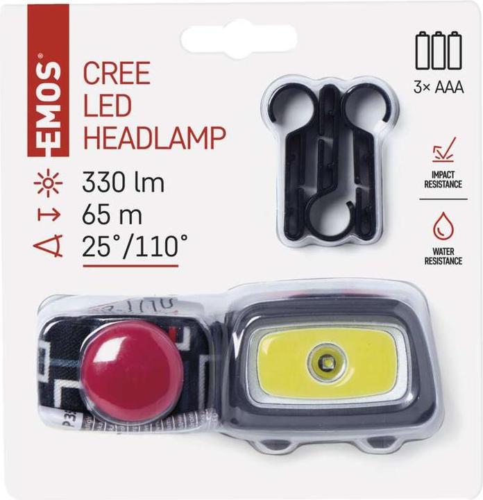 Immagine prodotto Emos Lampada frontale CREE LED + COB LED P3531, 330 lm, 65 m, per 3x AAA (330 lm)