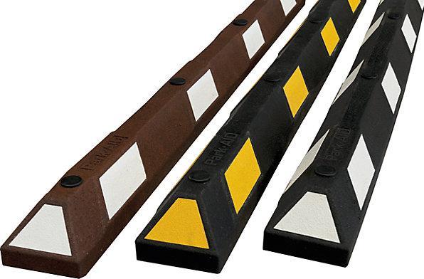 Actual product image Moravia Park-AID® wheel stop, LxWxH 1800 x 150 x 100 mm, black / yellow.