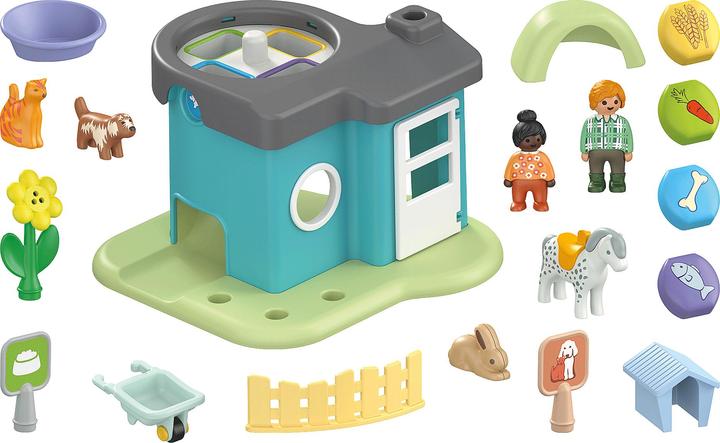 Actual product image Playmobil 71136 1.2.3: Pet boarding with food dispenser (71136, Playmobil 1.2.3)