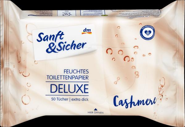 Produktbild dm Sanft&Sicher Feuchtes Toilettenpapier Deluxe Cashmere Nachfüllpack