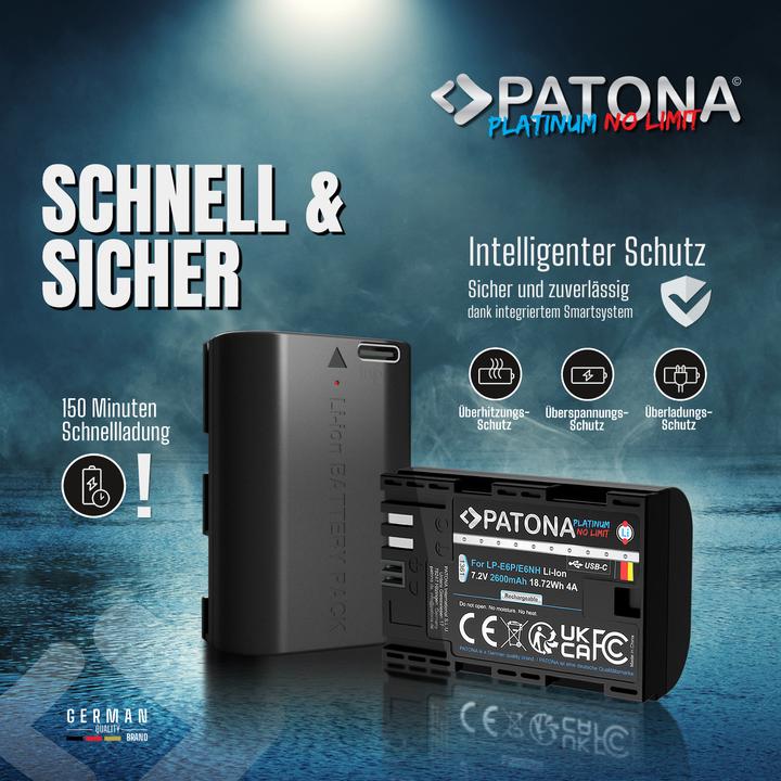 Actual product image Patona Platinum Canon LP-E6P USB-C (Rechargeable battery)