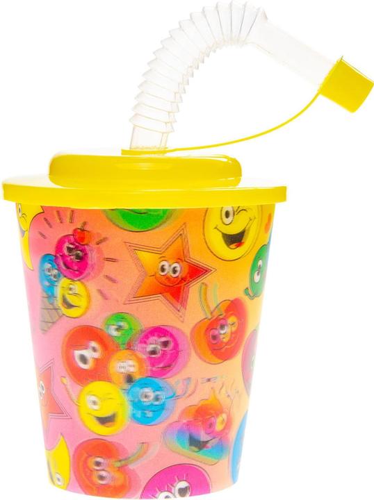 Actual product image LG-Imports Cup with lid and straw, smiley face, 12 pieces. (12 x)