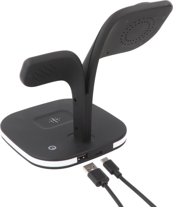 Produktbild AccuCell Kabellose 5in1 Qi-Ladestation schwarz für Smartphone Smartwatch und In-Ear-Kopfhörer