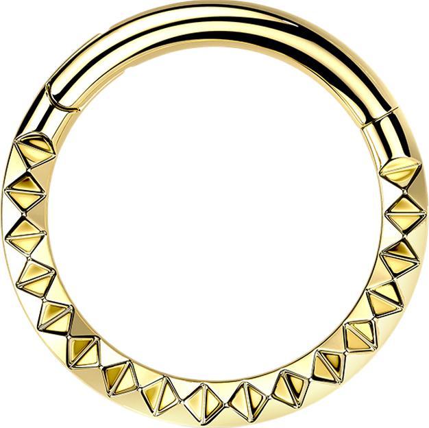 Star Piercing Micro Segmentring klappbar vergoldet Winkelmuster (Titan G23, ohne Messing)