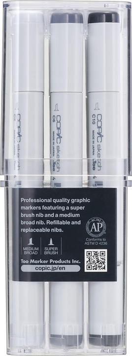 Produktbild Copic Marker sketch, 12er Set "Graut”ne CG" (Grau, 3 mm, 12 x)