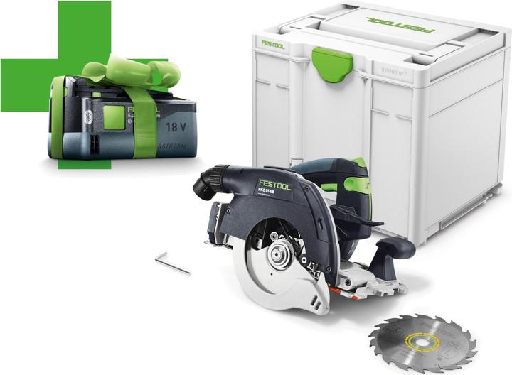 SYS3 M 337 Systainer, Chiave a brugola SW 5, Batteria BP 18 Li 5.0 ASI, Lama circolare WOOD STANDARD HW 160x1.8x20 W18