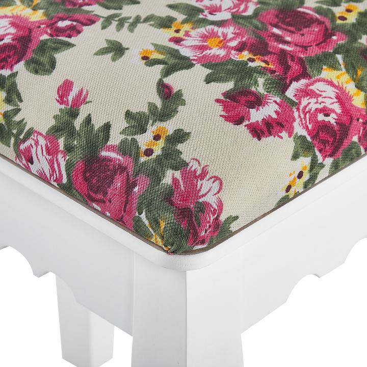 Actual product image Beliani Dressing Table with Oval Mirror Stool 1 Drawer White SOLEIL (39 x 30 x 47 cm)
