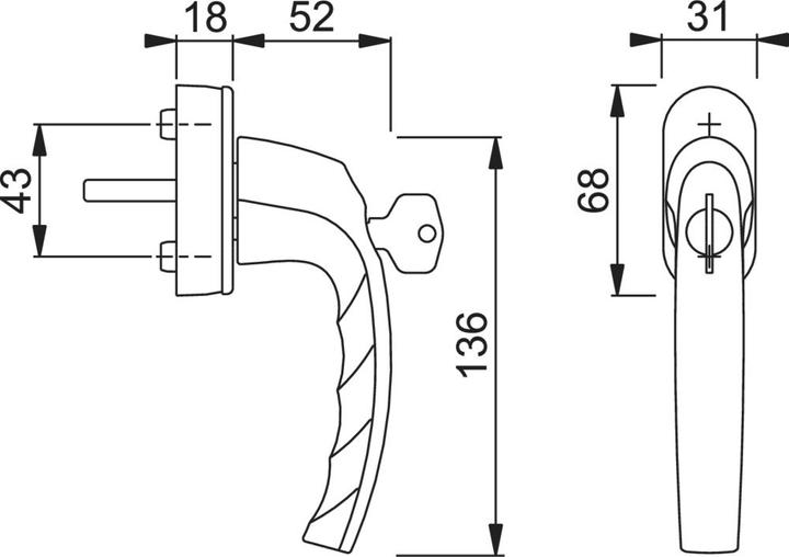 Produktbild Hoppe Fenstergriff ATLANTA sperrbar Secustik, Aluminium Edelstahl Effekt (Fenstergriffe)
