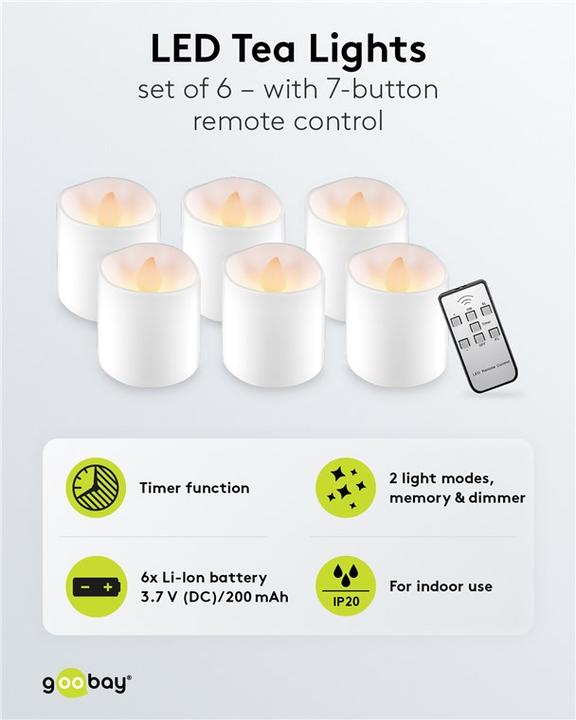 Produktbild Goobay 6er-Set LED-Teelichter (6 x)