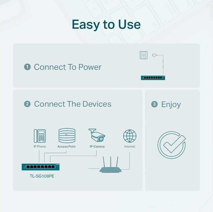 Actual product image TP-Link Tl-Sg108pe (8 Ports)