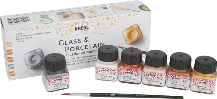 Actual product image Kreul Glass & Porcelain (Metallic silver, Metallic Gold, Metallic copper, Metallic gold bronze, Metallic champagne, 120 ml)