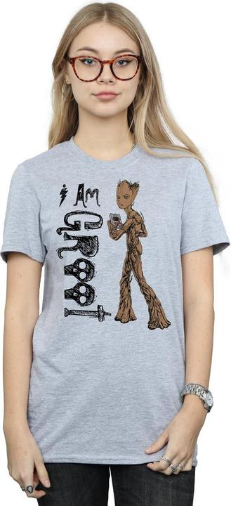 Actual product image Womens/Ladies Avengers Infinity War I Am Teenage Groot Cotton Boyfriend T-Shirt (3XL)