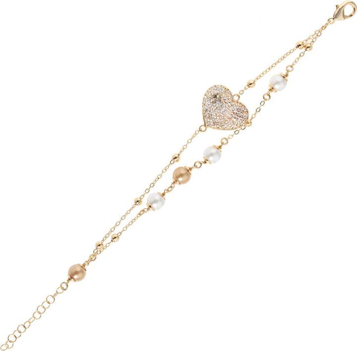 Ottaviani Bronze bracelet with silver glitter and bijoux pearls