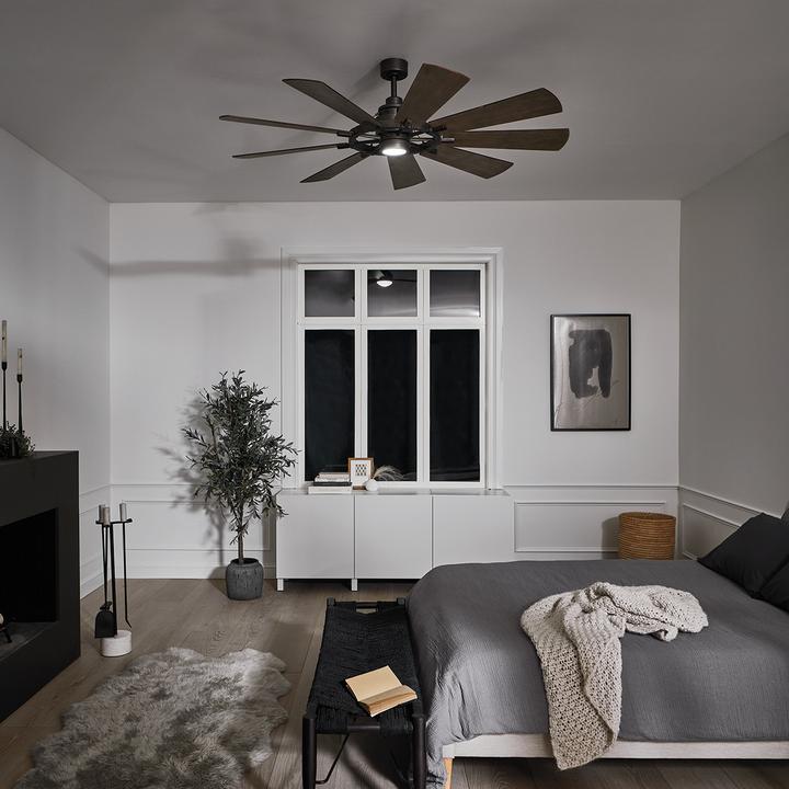 Produktbild Elstead Lighting Gentry leiser Deckenventilator mit LED Licht Ø165cm DC-Motor Holz + Fernbedienung