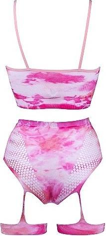 Productafbeelding Le Désir 2PC Tie Dye BH Set met kousenband & oogverblindend Oogcontact Bl (Eén maat voor iedereen)