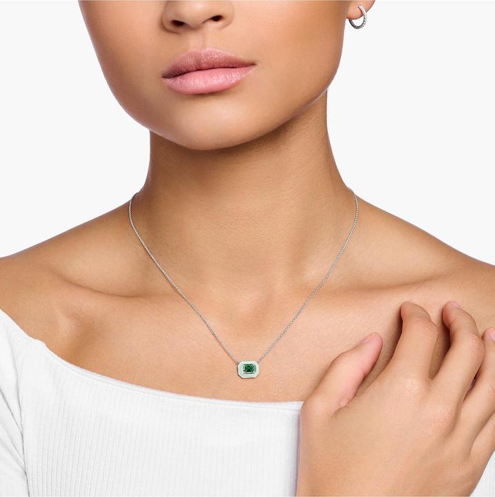 Produktbild Thomas Sabo Kette mit grünem Stein silber (Emaille, 925er Silber, 40 - 45 cm)