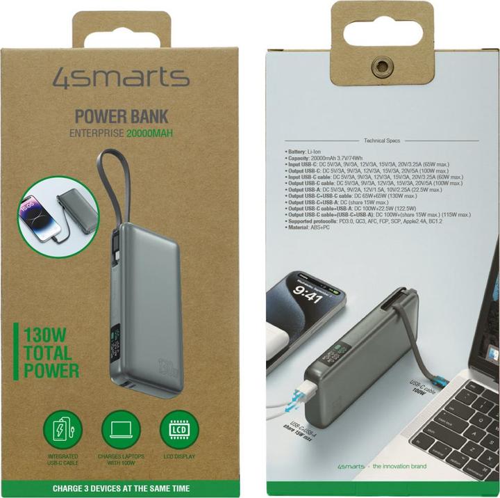 Actual product image 4smarts Powerbank Enterprise (20000 mAh, 130 W, 74 Wh)