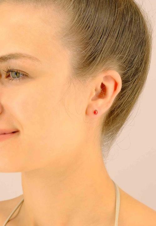 Actual product image Muau Stud earrings ladybird yellow gold 750 red/black 6mm (750/18K yellow gold)